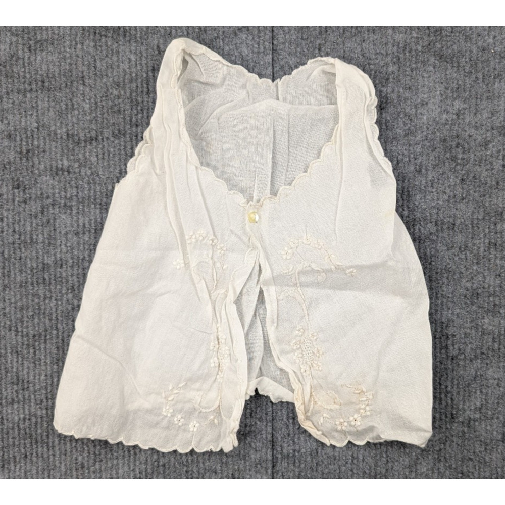 Vintage Vest Baby 0-3M Cotton Embroidered Victorian Cottage Peasant Photo Nature